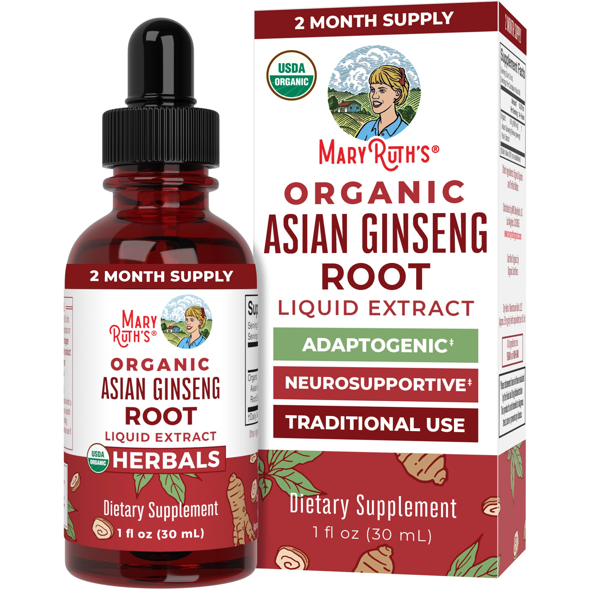 Asian Ginseng Drops, Org, 1 oz